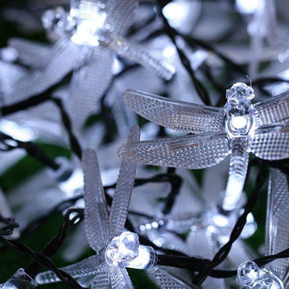 CDIYTOOL Dragonfly Solar Powered String Lights Outdoor Fairy Lights Solar Backyard Patio Garden Walkway LED Tree String Lights Landscape 30 LED Wire Lights Chrismas Party Wedding Decoration Cool White - Image 3