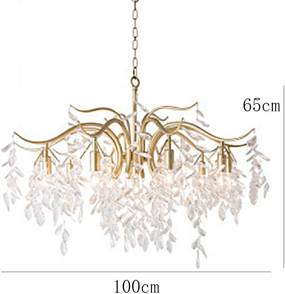 Nordic Decorative Chandelier Romantic Pendant Light Crystal Hanging Ceiling Light Creative Restaurant Bedroom Dining Room Villa Kitchen Island Lighting,Golden,11-Lights