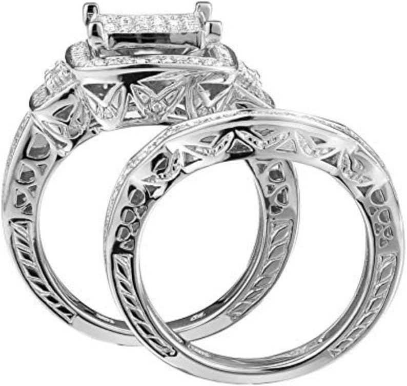 TGDJ .925 White Diamond Sterling Silver Ring, 0.43 Ct Round Cut Diamond Wedding Ring, Multi Band Diamond Ring gift for Women