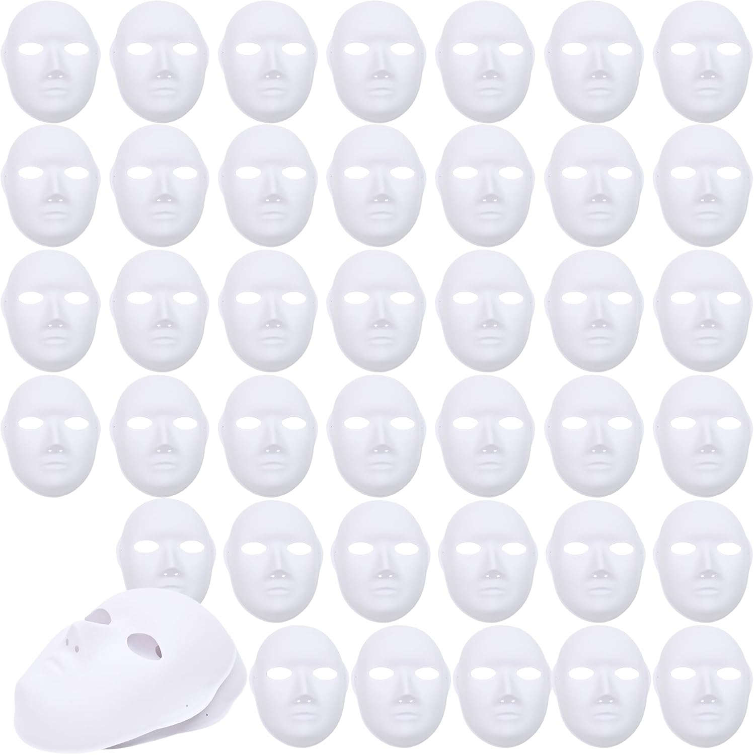 40 Pack White Face Masks Blank Paintable Plastic Full Face Masks for Masquerade Cosplay Halloween Party DIY Handicraft Activities