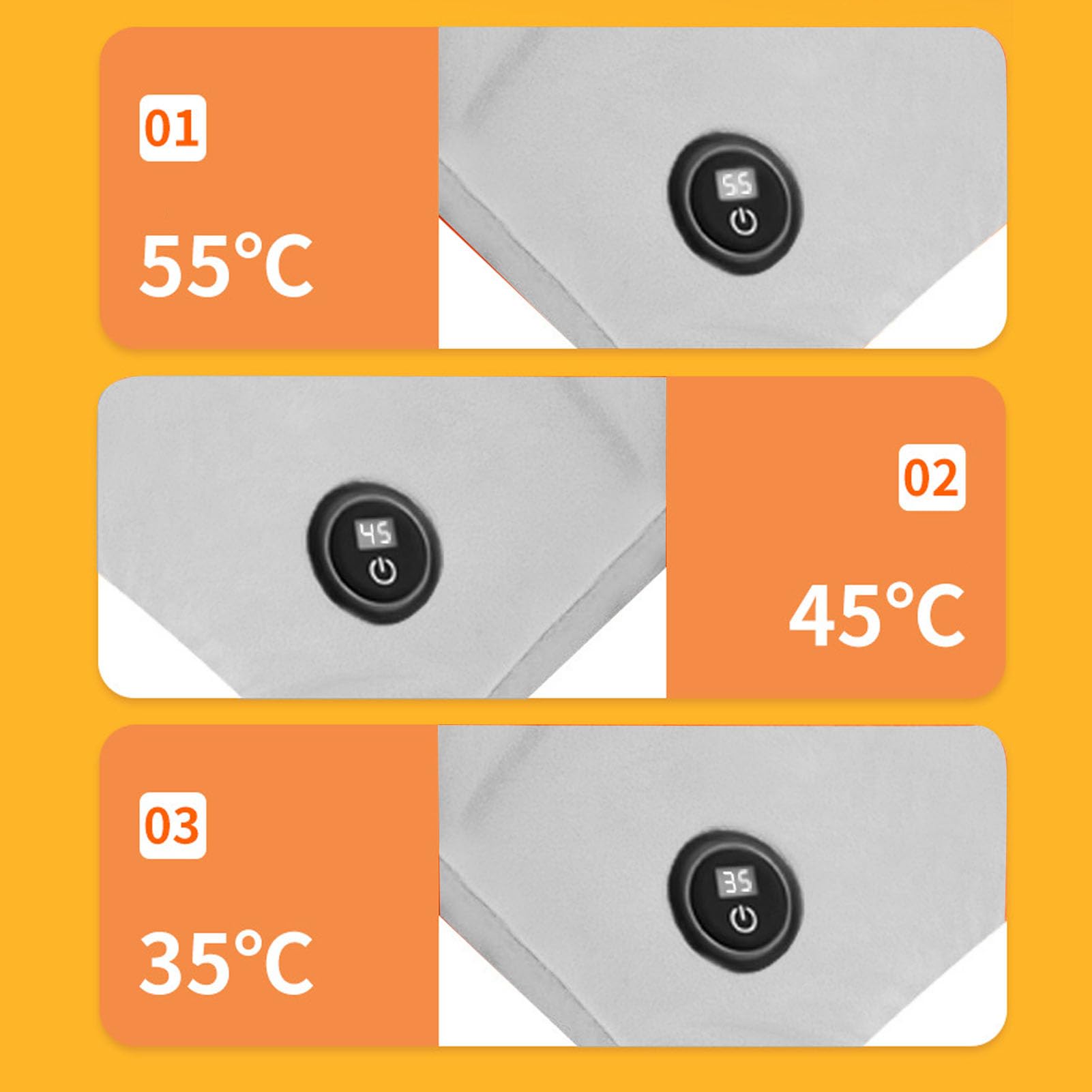 Luocute Podgrzewana Poduszka, Szybkie Nagrzewanie 3 Ustawienia Temperatury Miękka Aksamitna Podszewka z Bawełny 7D Elektryczna Poduszka Grzewcza z Zabezpieczeniem Przed Przegrzaniem, do (GRAY)