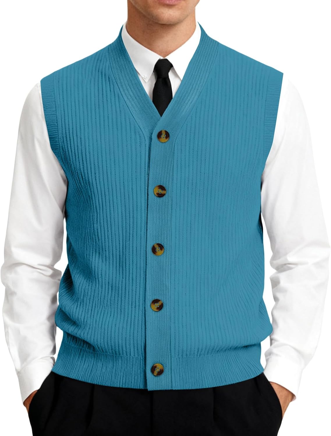 Men’S Button Down Sweater Vest Lightweight Knitted Cotton V-Neck Sleeveless Cardigans Business Casual Big And Tall