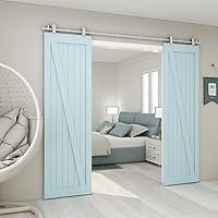 Vista 39 de TSMST Kit de herrajes para puerta corrediza de granero de 6 pies, riel de acero inoxidable de servicio pesado resistente con montaje superior