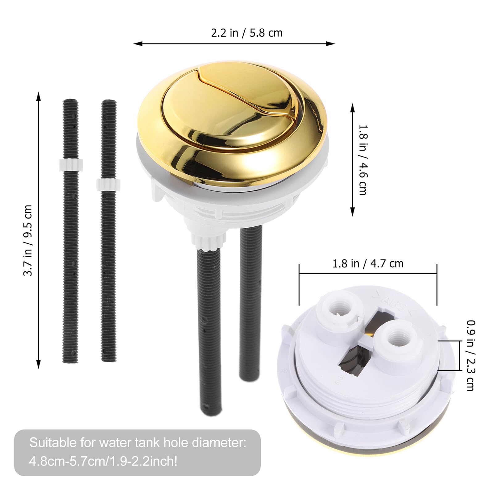 Angoily Bouton de Chasse D'eau Double pour Réservoir de Toilettes, Abs Doré, à Tige Ajustable, Compatible Wc, Kit de Remplacement, Usage Domestique et Hôtelier Couleur Aléatoire