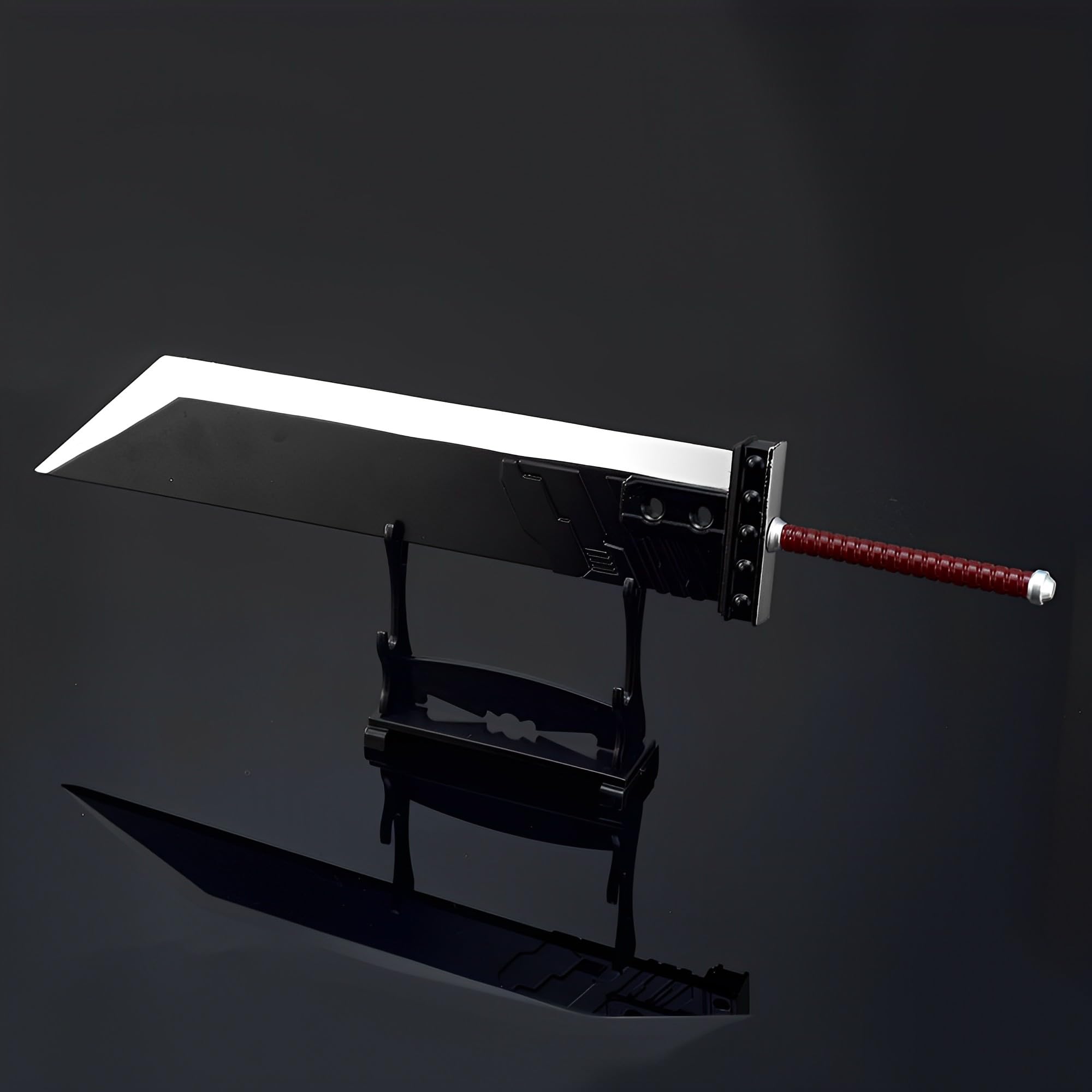 Modelo de Espada Larga, Modelo de Espada Gigante Buster, Longitud: 35 cm, Totalmente metálico, con Soporte exhibición(Black)