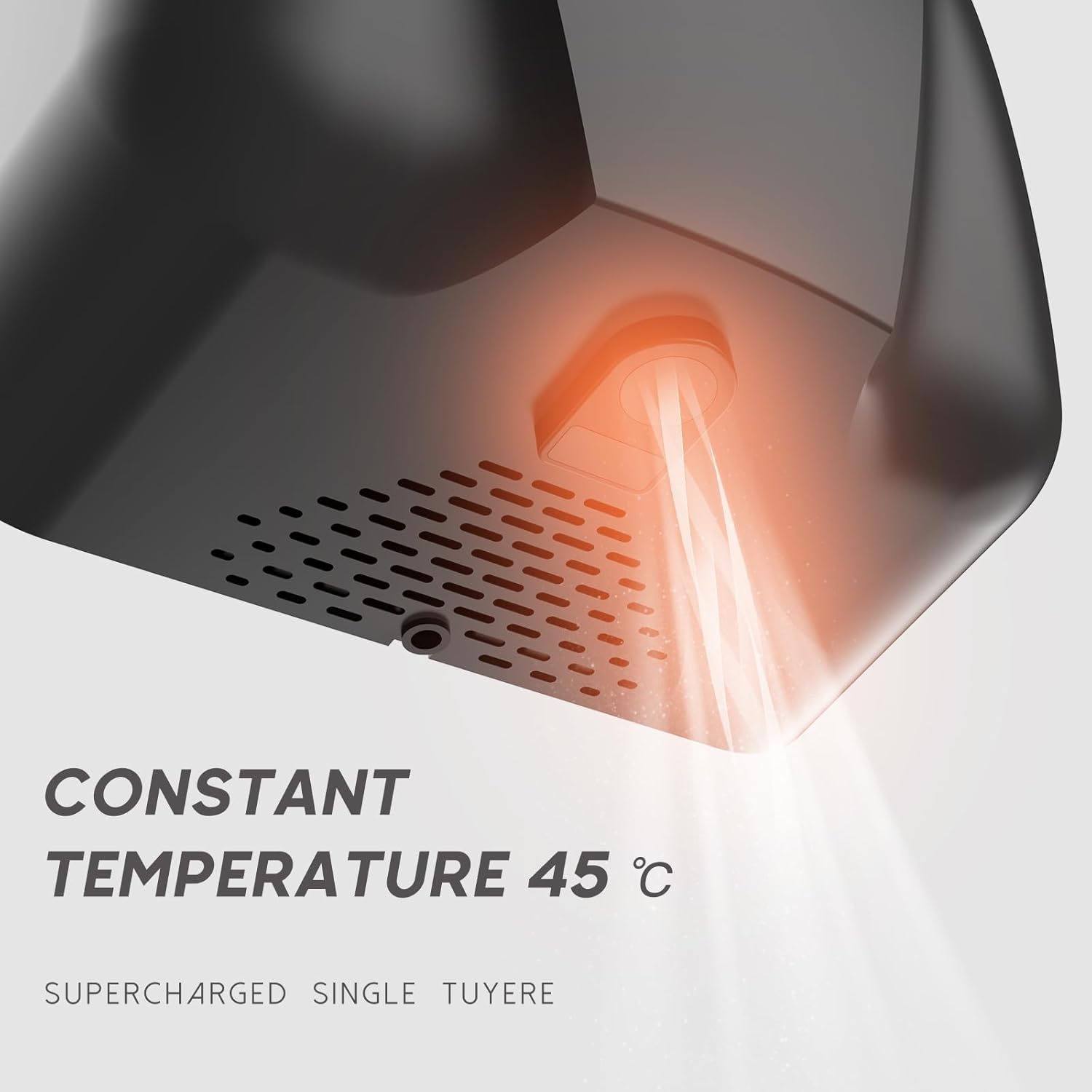 1800W Heavy Duty Commercial Hand Dryer for Bathrooms - Stainless Steel Hot Air Electric Blower, 10 Second Fast Drying, Compact Black Design