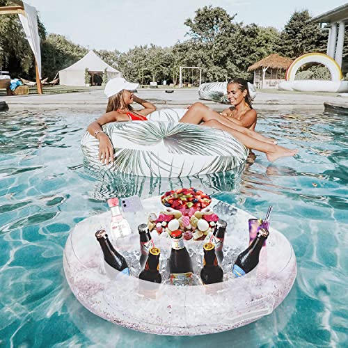 Pvc Inflatable Floating Drink Holder For Pool,Beachs,Beverage Salad Fruit Serving Bar Pool Float Party Accessories Water Fun Decorations (Transparent) #TOP4