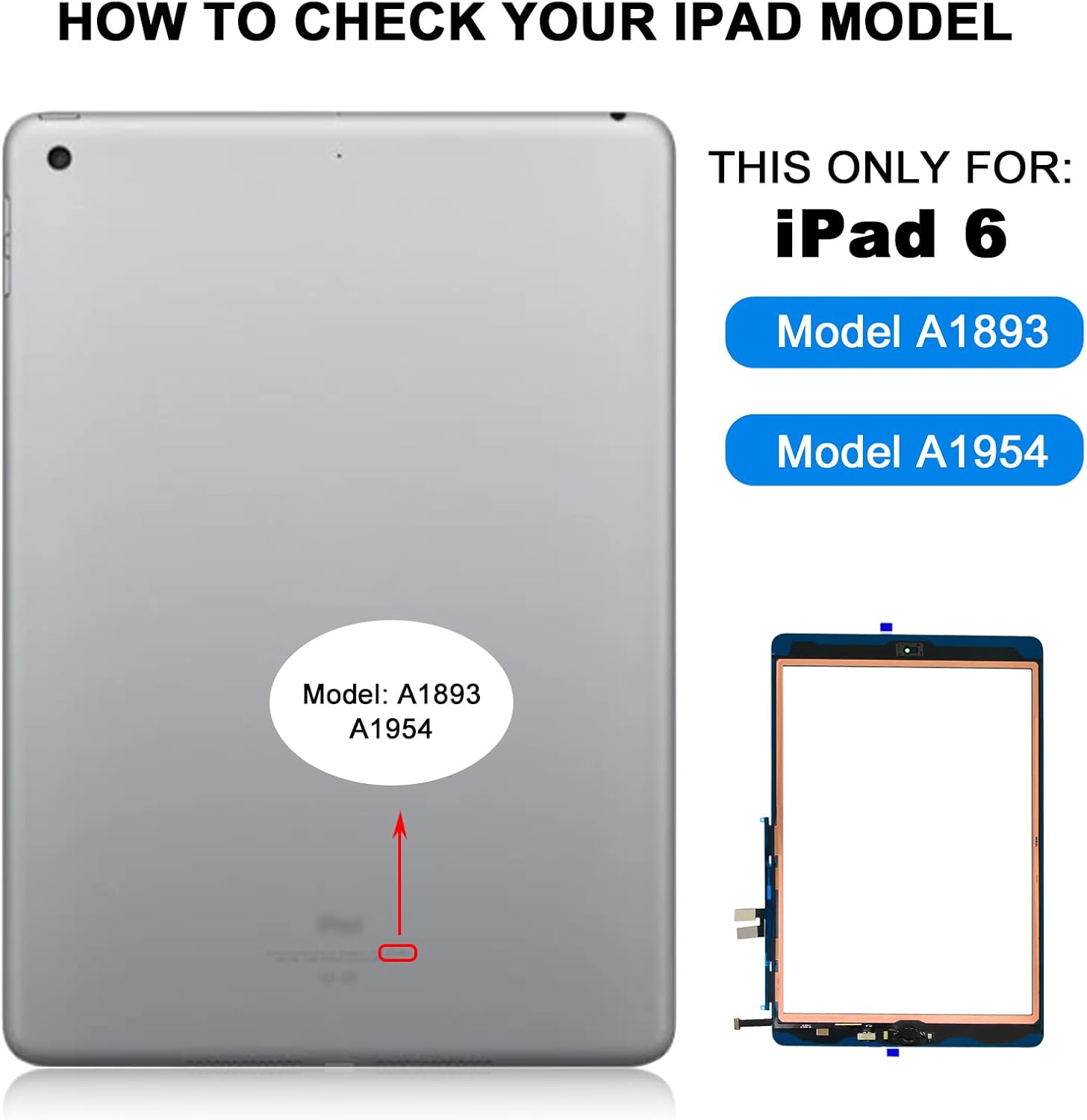 for iPad 6th Generation Screen Replacement White