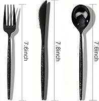 Vista 2 de WILLIFE - 120 cubiertos de plástico negro, cubiertos de plástico resistente, incluye 40 tenedores, 40 cucharas, 40 cuchillos, juegos de utensilios