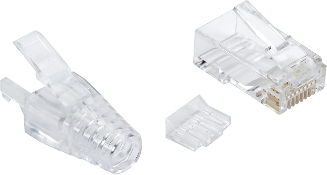 Black Box CAT6A Modular RJ-45 Plugs w/Boots, Solid/Stranded UTP, 100PK