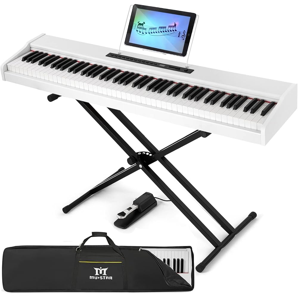 MUSTAR 88-Key Digital Piano For Beginners – Semi-Weighted Keys, 3 Pedals, Built-In Speakers, 800 Tones & USB/MIDI