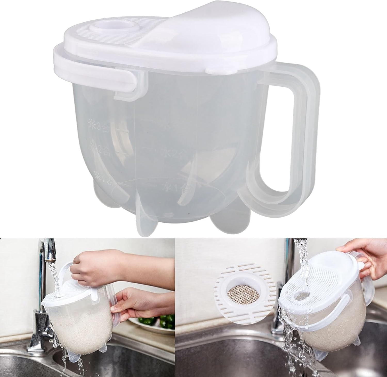 14oz Rice Washer, ABS Rice Strainer, Rice Washer Strainer Bowl Suitable for Washing Rice, Grains, Beans, Grapes and Small Tomatoes 18cm*16cm