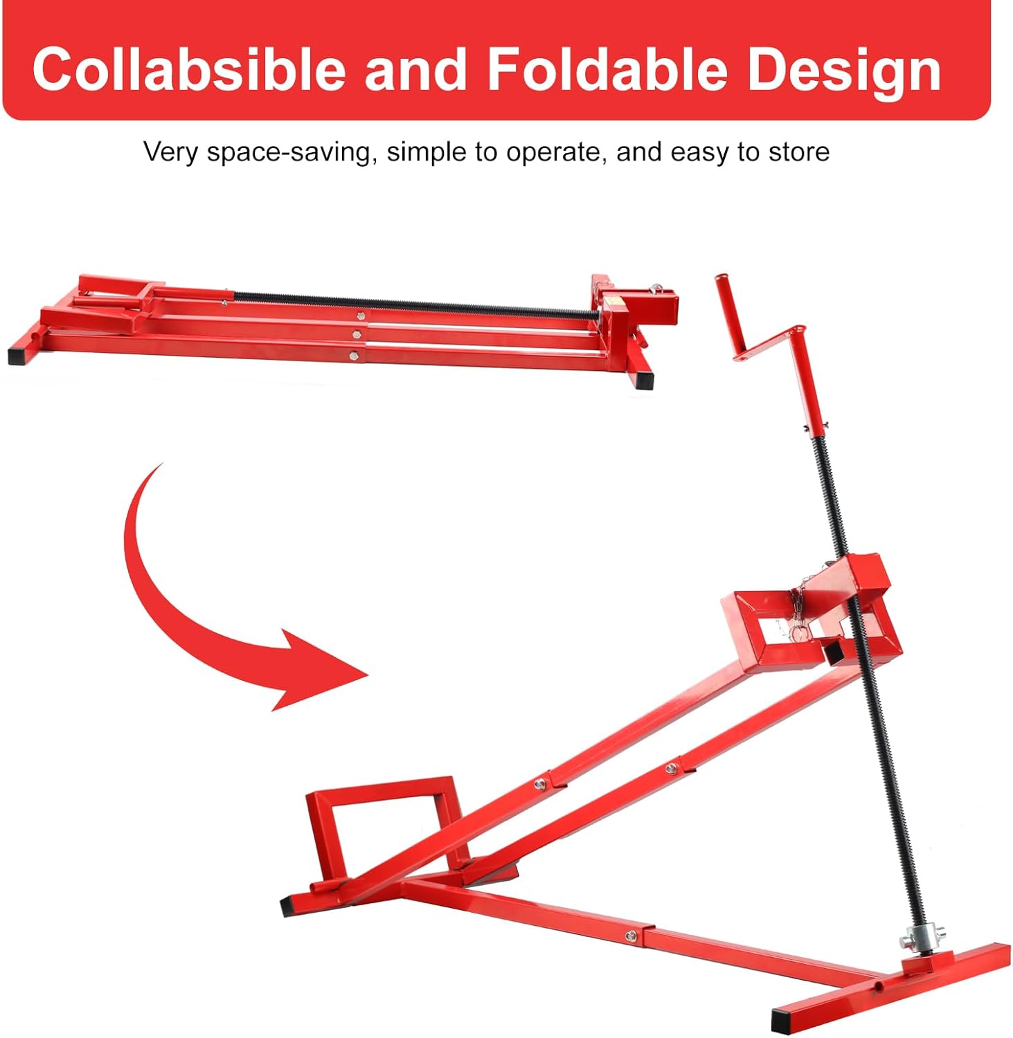 Lawn Mower Lift Jack, Lifting Platform 882 Lbs Weight Capacity Telescopic Maintenance Jack with Manual Handle and Power Tool Handle, Ride on Lawn Mower for Garden Tractors & Lawn Mowers, Red