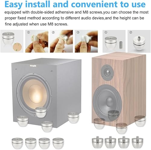 Miniatura 9 de Tertullus 4 piezas de cuentas de bola de altavoz pies de aislamiento de plataforma giratoria Almohadillas de plataforma amortiguador de audio pies