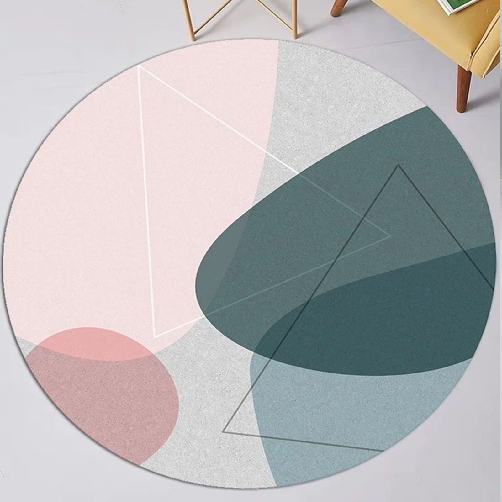Drsyffsup Onecolor Nordic Pink Green Round Area Rugs For Living Room Bedroom, Circular Large Carpet 80Cm 100Cm 120Cm 140Cm 160Cm 180Cm 200Cm,Wtih Non-Slip Rubber Backing (Size : Diameter 120Cm/3.9Ft)