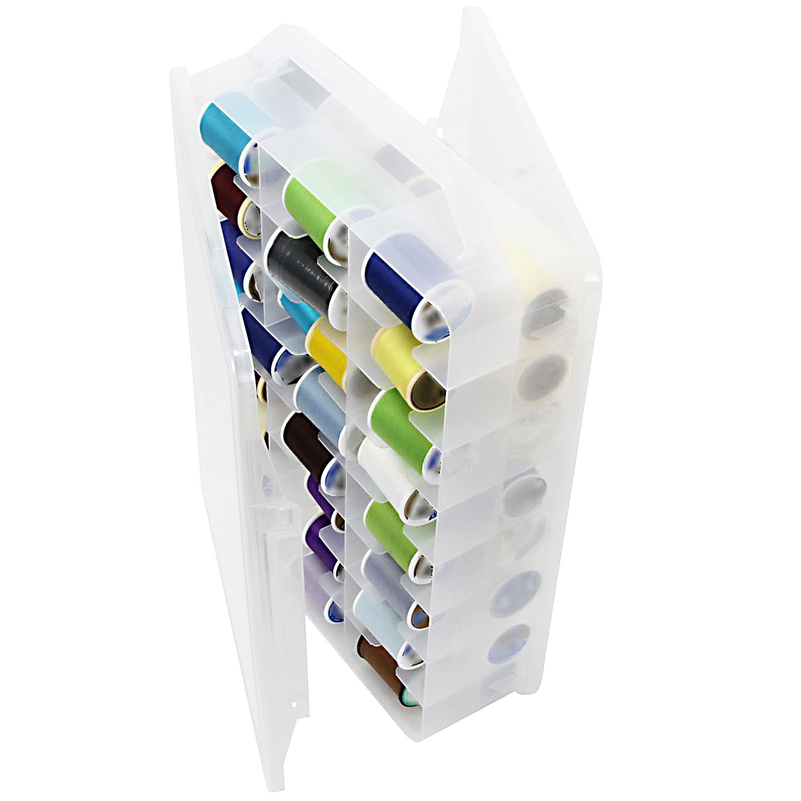 Boîte de rangement transparente double face pour fil à coudre et aiguilles x2