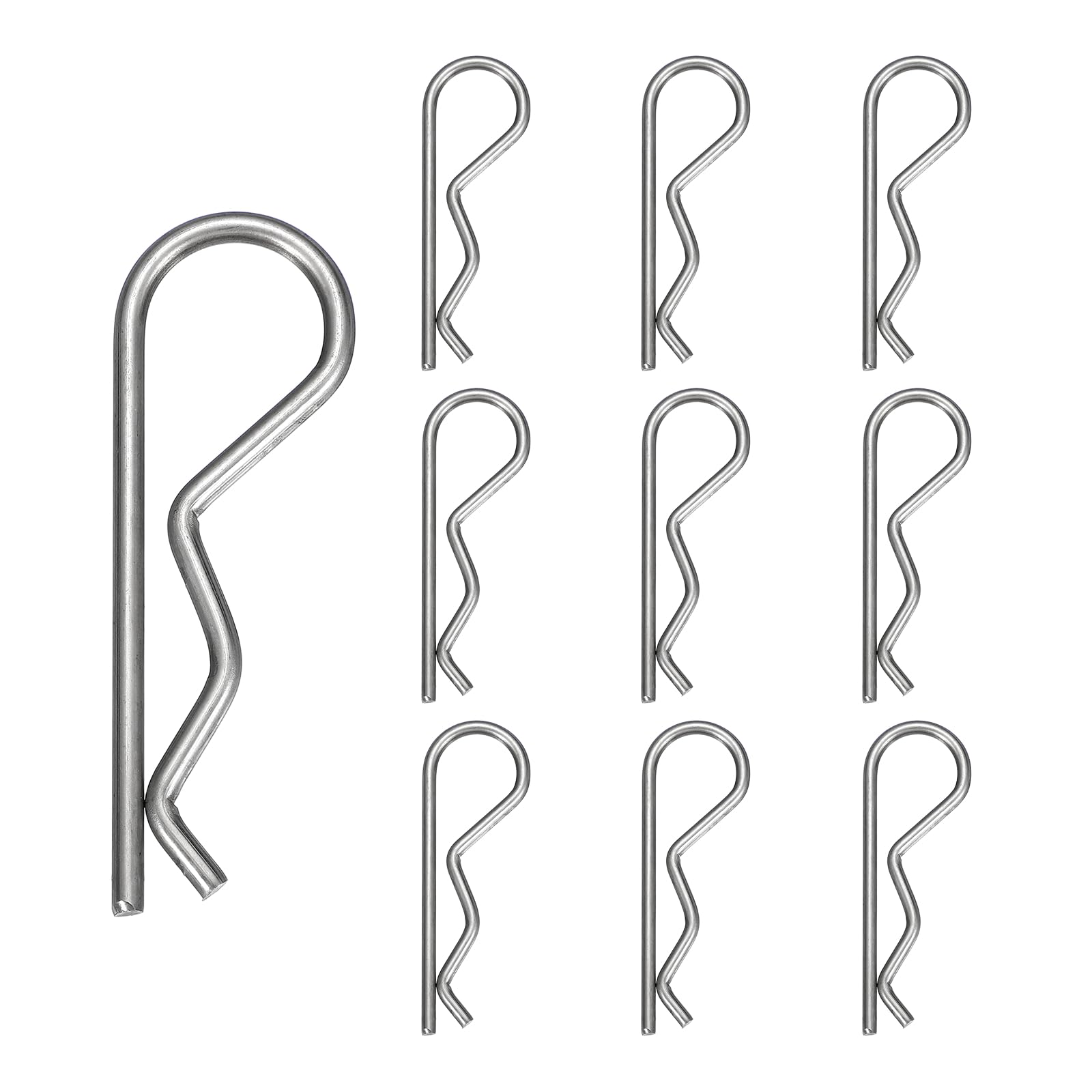 sourcing map 10pcs Cotter Pins (M4 x 90mm) - Heavy Duty R Clips Hitch Pin Clip Hardware Pins 304 Stainless Steel Spring Fasteners, for Trailer/Lawn Mowers/Tractor/Truck