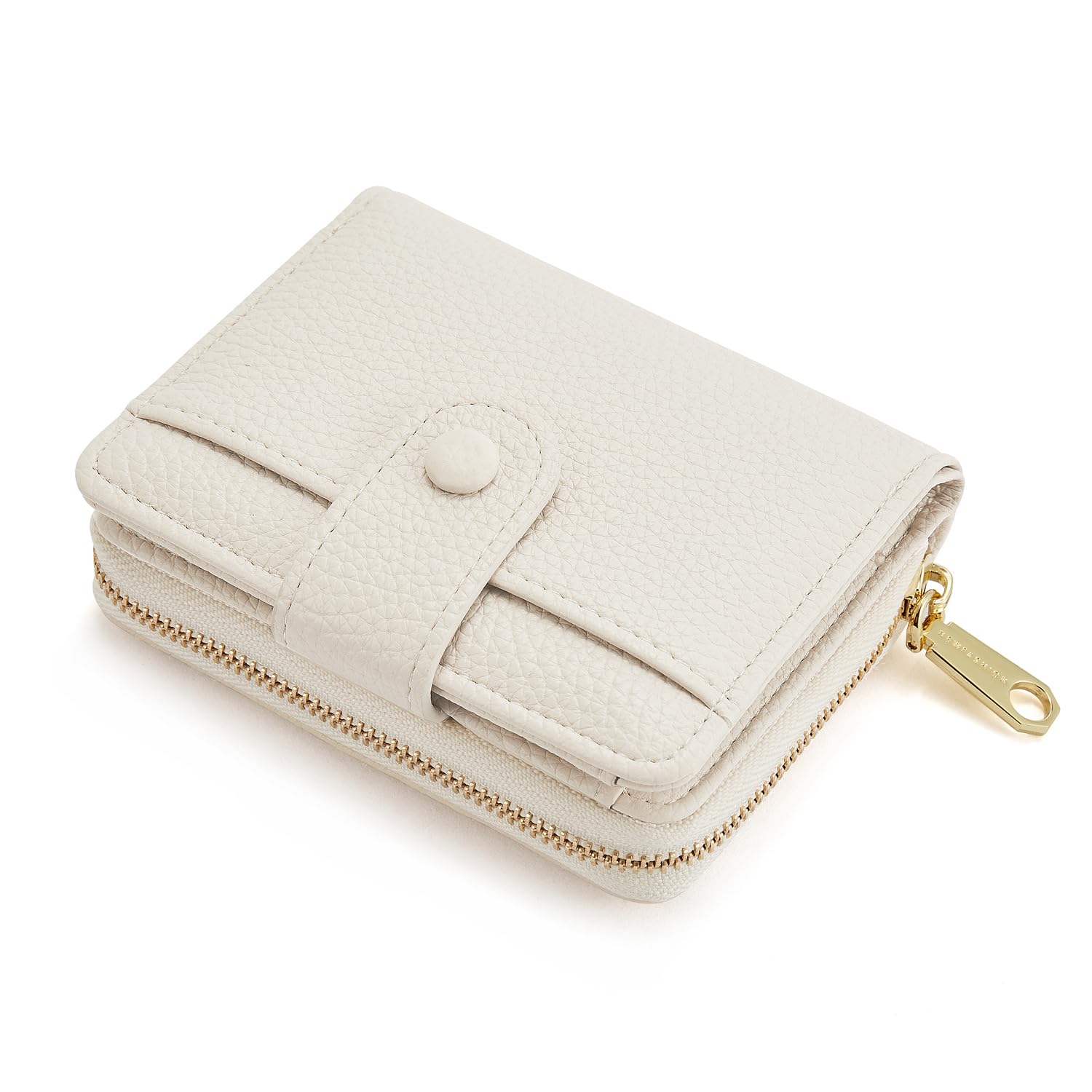 ANYWN Geldbörse Damen klein aus Weichem Leder, Kleines Portemonnaie Damen, Mini Geldbeutel mit Großes Zipper Münzfach Beige