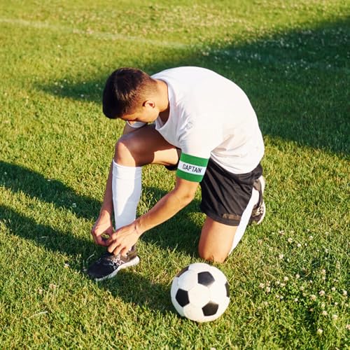 Mezeic Classic Captain's Armband for Soccer Training, Adults & Youths Elastic Arm Band Captain Armbands Team Sports Accessories - Junior,Green - Thumbnail 6