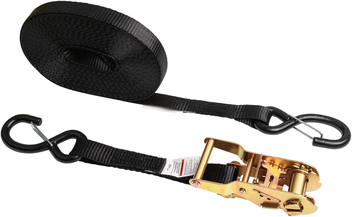 1" x46' Heavy Duty Ratchet Straps S Hooks 1000LBS for Trailers Trucks ATV UTV