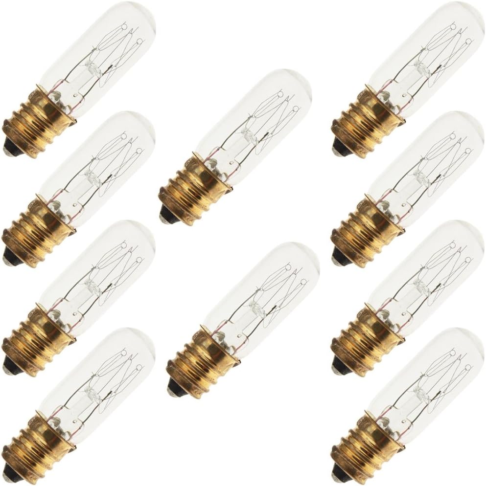 15T4.5/C-L 130V (1 7/8"), 15 Watt, T4.5, Candelabra Screw (E12) Base Tubular Light Bulb (10 Bulbs)