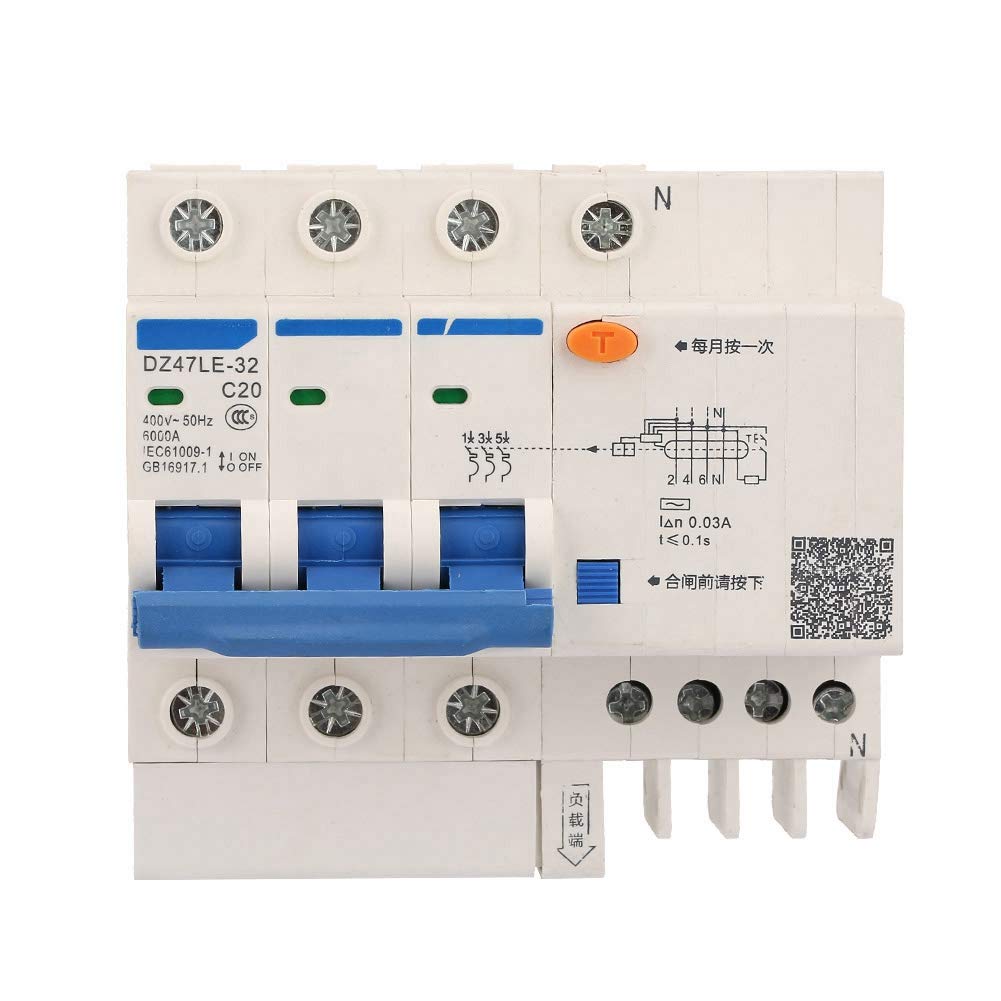 IEUMJNAT Current Circuit Breaker, Leakage Protection, 400V for Rural Network Transformation 3P+N 20A Engineering Construction