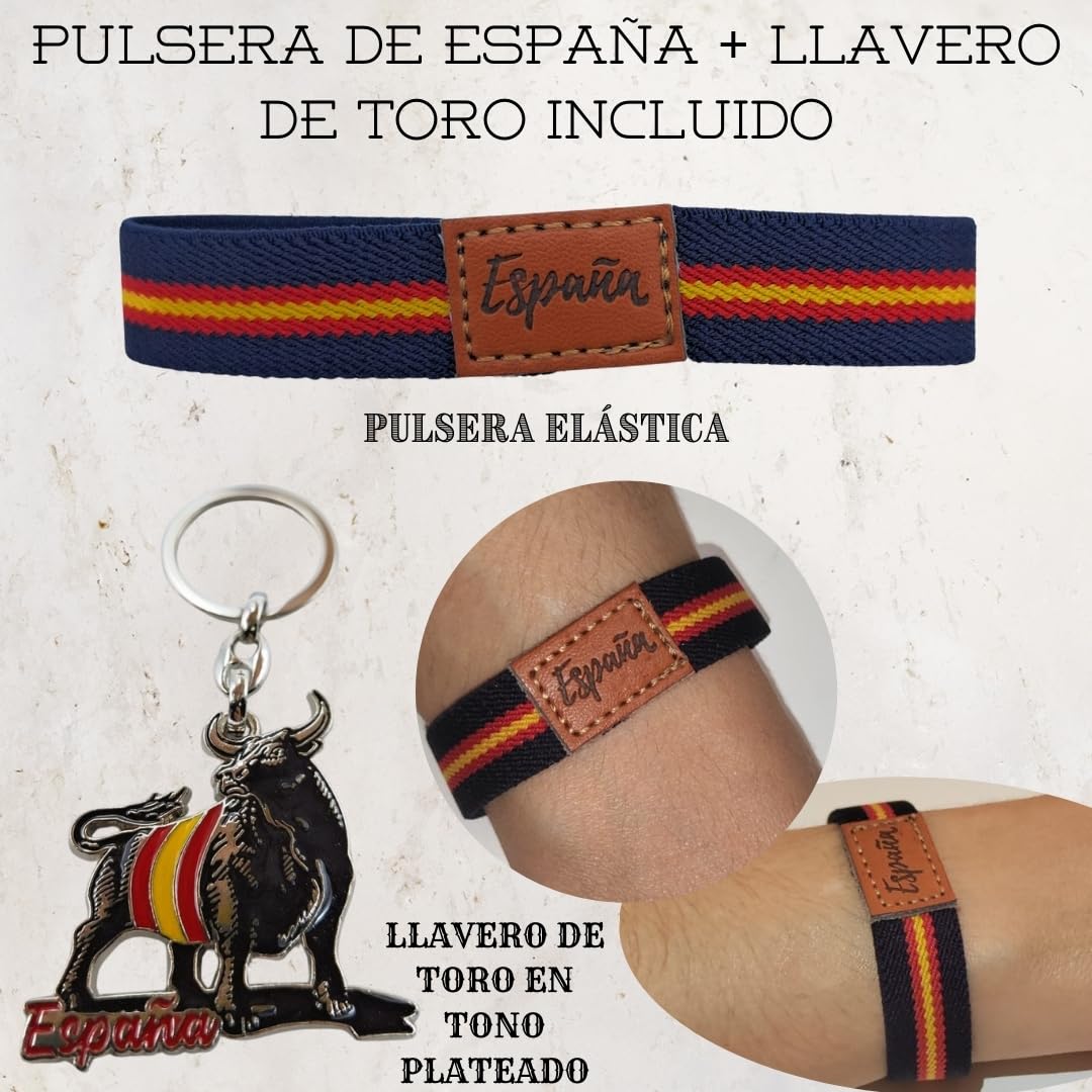 Cartera de Piel para Hombre Hecha artesanalmente en Ubrique Hombres y jóvenes, Incluye Llavero y Pulsera de temática española. (76 Negro Tira Grabado Hilo Azul)