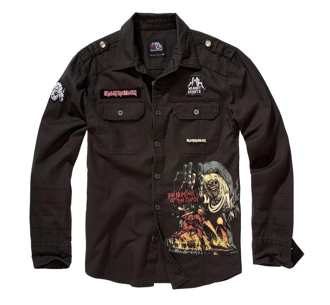 Iron Maiden Luis Vintage Shirt Homme Chemise Manches Longues Noir 100% Coton Regular/Coupe Standard