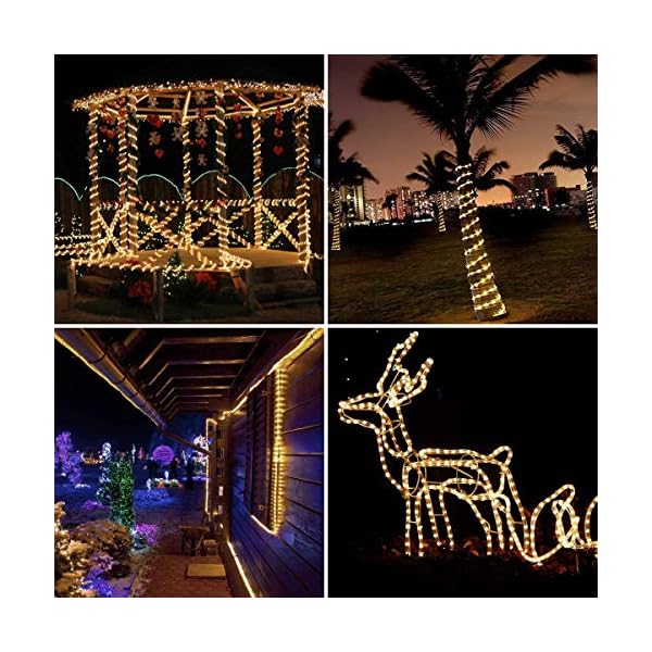 Lighting ever 33 ft 240 led outdoor rope lights, 24 volts, connectable, 3000k, waterproof clear tube string lights for deck railing, fence, patio, landscape, over cabinet lighting, holiday, christmas - image 6