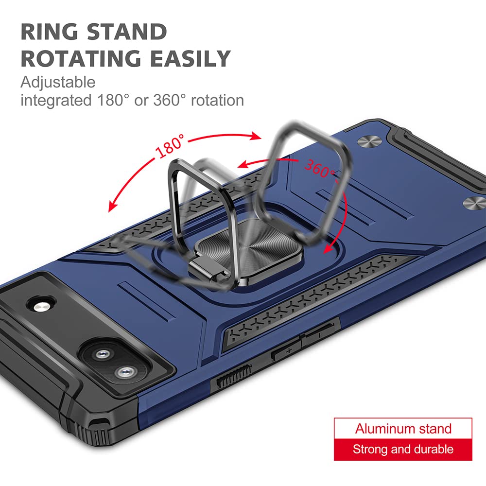 Cover Per Google Pixel 6A Con Anello E Supporto Metallico – Custodia In TPU Morbido Antigraffio, Protezione Completa (Blu)