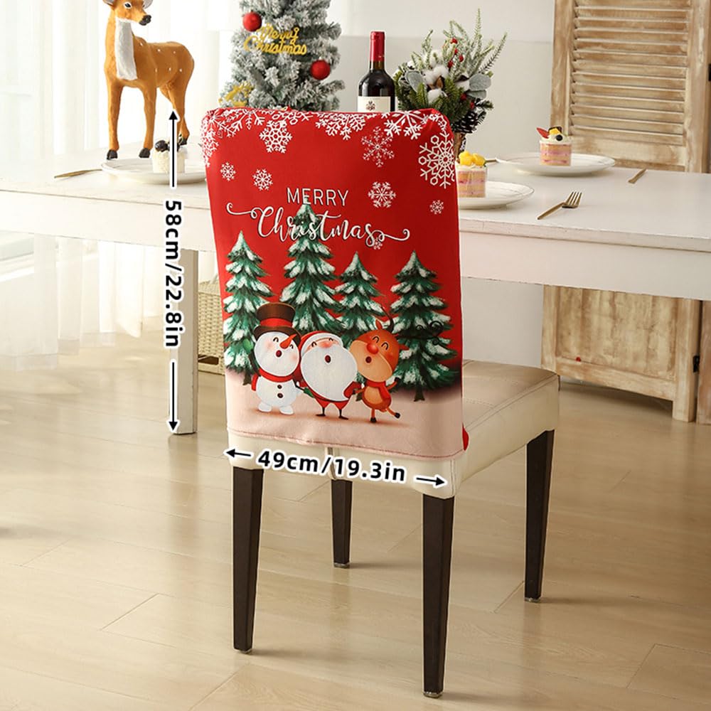 Morbuy Coprisedie Natale, Coprisedia Copri Sedia da Cucina Rimovibili Copri Sedia Cotone e Lino, Decorazioni Casa Pranzo Natale Feste, Natale Decorazione (10 Pezzi,Pupazzo di Neve)