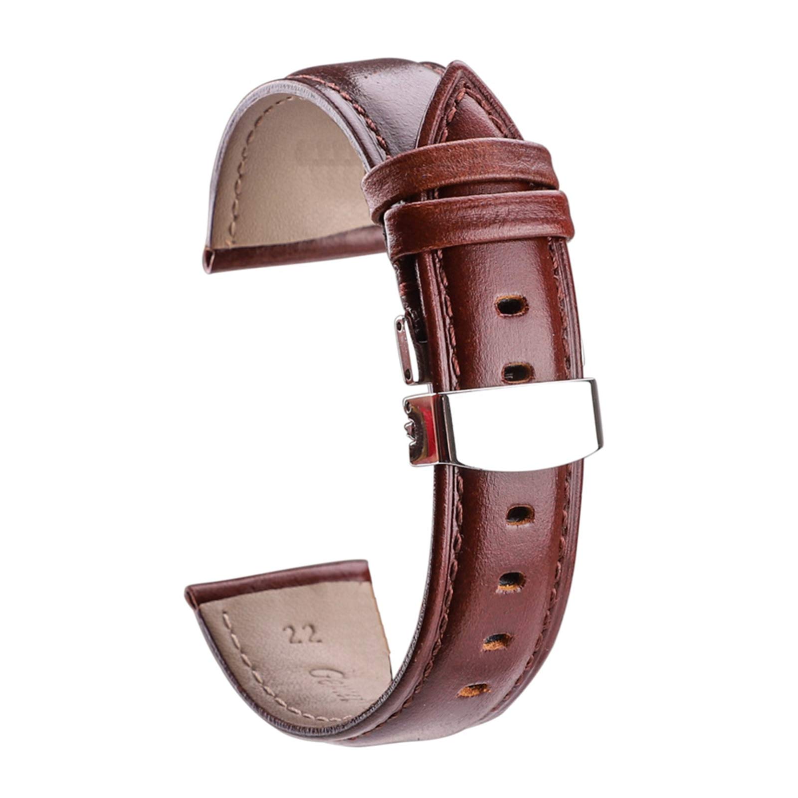 Bracelet de montre en cuir véritable lisse marron doux et élégant