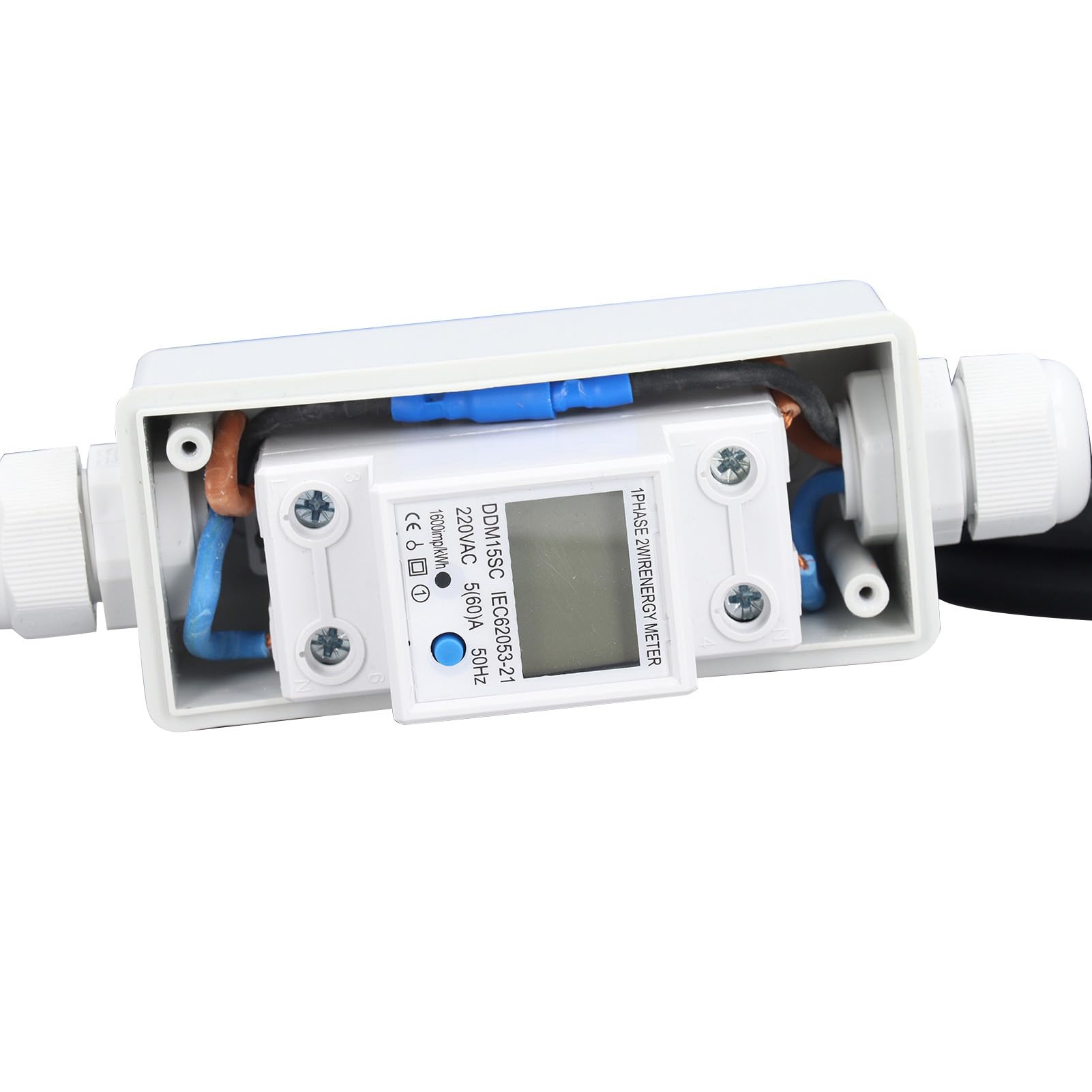 Wakects Enchufe CEE con Medidor Digital LCD ABS 220 A 250 V 16 A Medidor de Consumo de Energía de 3 Pines con Memoria de Reinicio Pantalla Retroiluminada para RV Coche Eléctrico Uso en Exteriores
