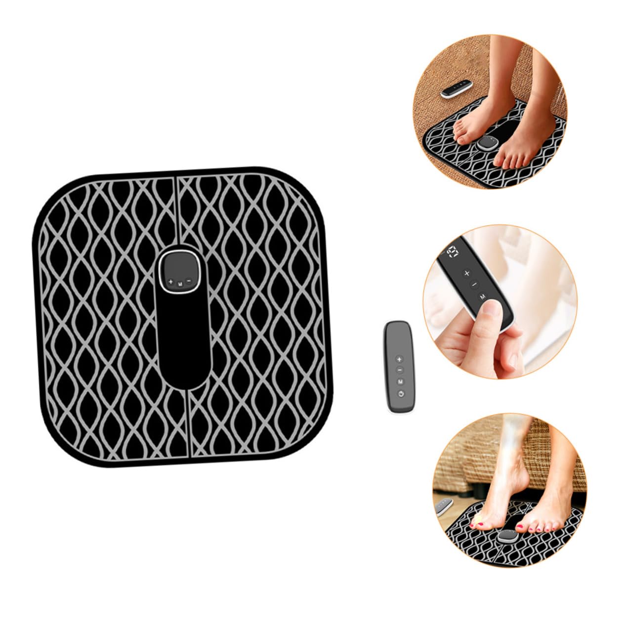 Esterilla Masajeadora de Pies Portátil Negra, Masajeador Eléctrico | Abs, Masaje 360° Multidireccional, Alivio de Molestias Moderadas, Uso Ligero para Mujeres y Hombres