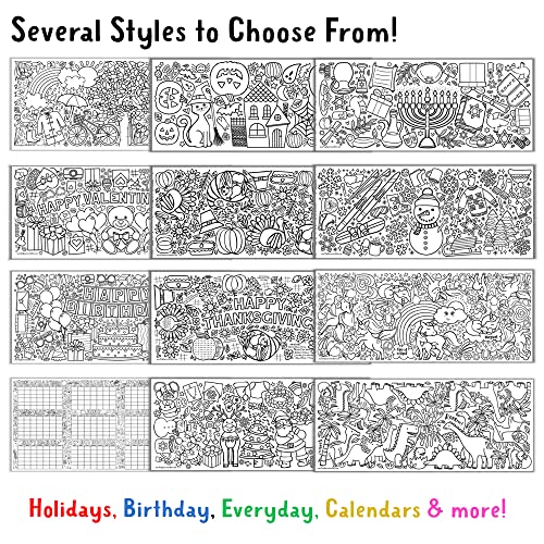 Tiny Expressions Giant Summer Themed Coloring Poster - 30 X 72 Inches Jumbo Paper Coloring Banner Or Table Cover For Kids Parties Or Events #TOP5