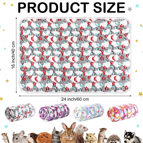 Namalu 4 Wasserdicht Meerschweinchen Fleecedecken Klein Waschbar Hundedecke Saugfähig Meerschweinchen Käfig Einlagen Wiederverwendbar PIPI Pads Schlaf Kuscheldecke (Stern und Mond, 60 x 40 cm)