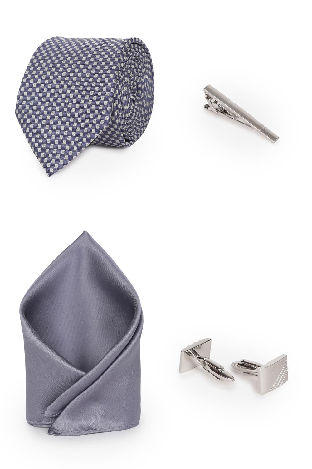 van heusen Men Blue Party Tie Pocket Square And Cufflink-picture-28