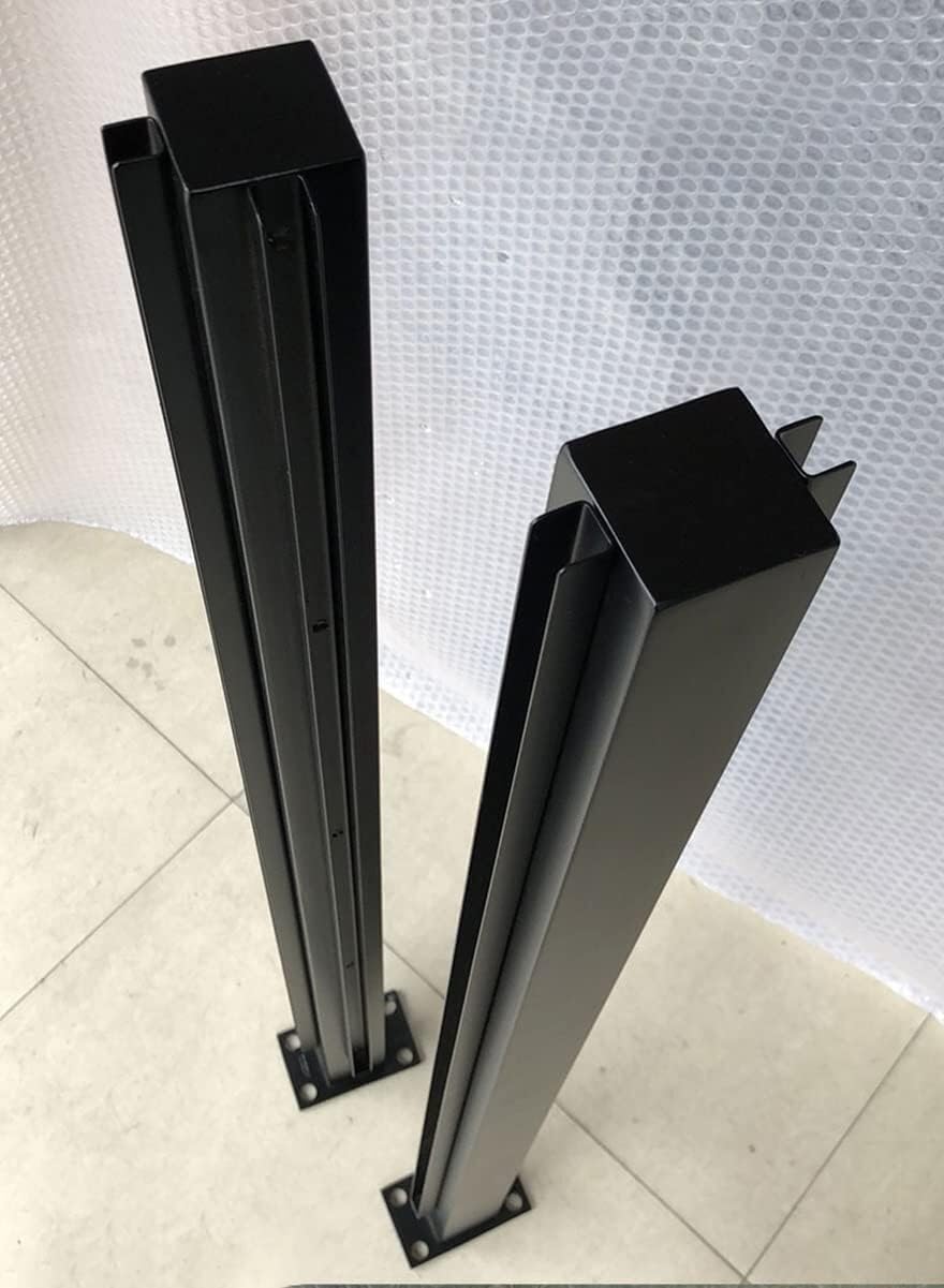 Befestigungsstange für Glaszäune, Schwarze Glasgeländerpfostenklemme für Pool-/Terrassen-/Außenzäune, Edelstahl-Balkongeländerpfosten (Eckpfosten, 85 cm/33,5 Zoll)