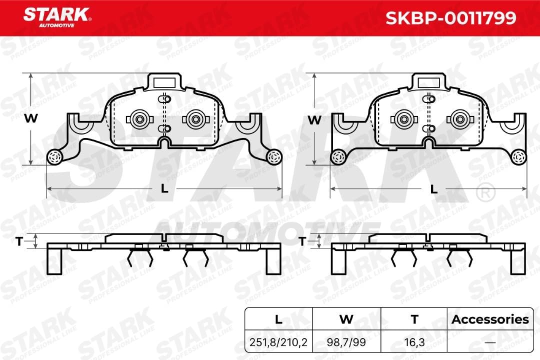 Zestaw Klocków Hamulcowych STARK SKBP-0011799 przód Kompatybilny z AUDI Q5 FYB A5 Coupe F53 A6 Avant 4A5, C8 Q5 Van FYB, FYG A4 B9 Sedan 8W2, 8WC