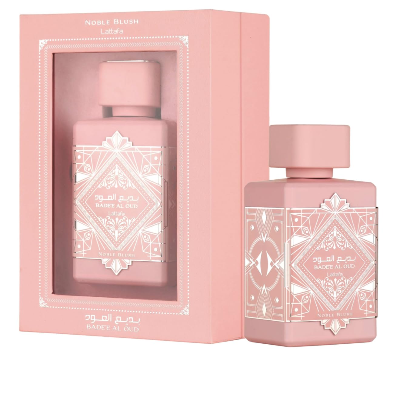 Perfume Badee Al Oud Noble Blush Original 100ML, Perfume Árabe para Mujer de Larga Duración, EDP Importado de Dubái, Incluye Atomizador 5ML, Fragancia Dulce, Florales y Orientales (Noble Blush)