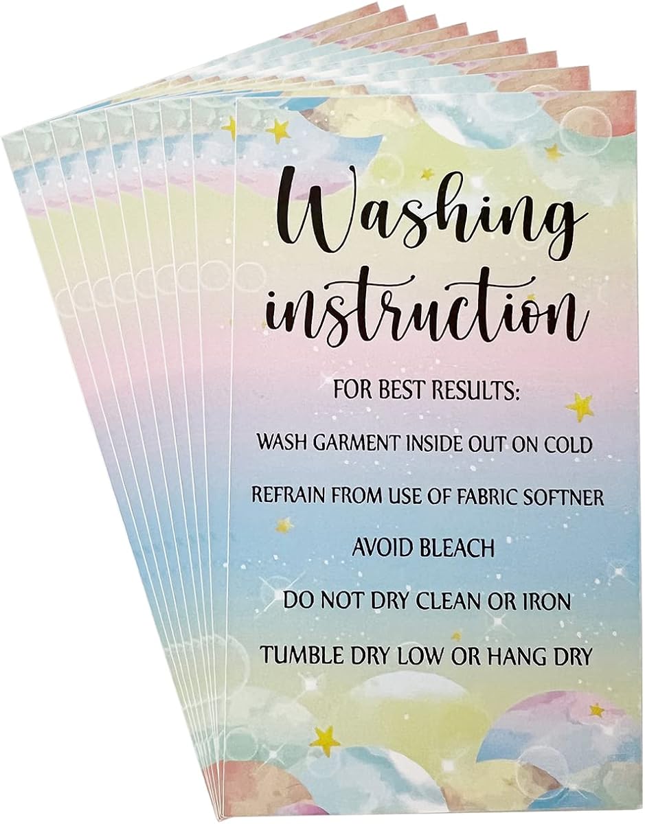 200 Pieces T Shirt Washing Instruction Cards, Clothing Care Instructions