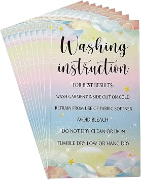 200 Pieces T Shirt Washing Instruction Cards, Clothing Care Instructions