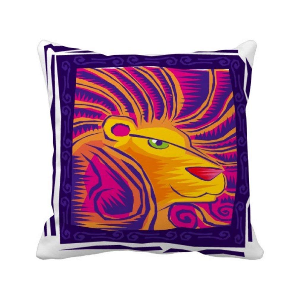 Housse de coussin lion mexicain taie carrée 45x45 décoration canapé lit