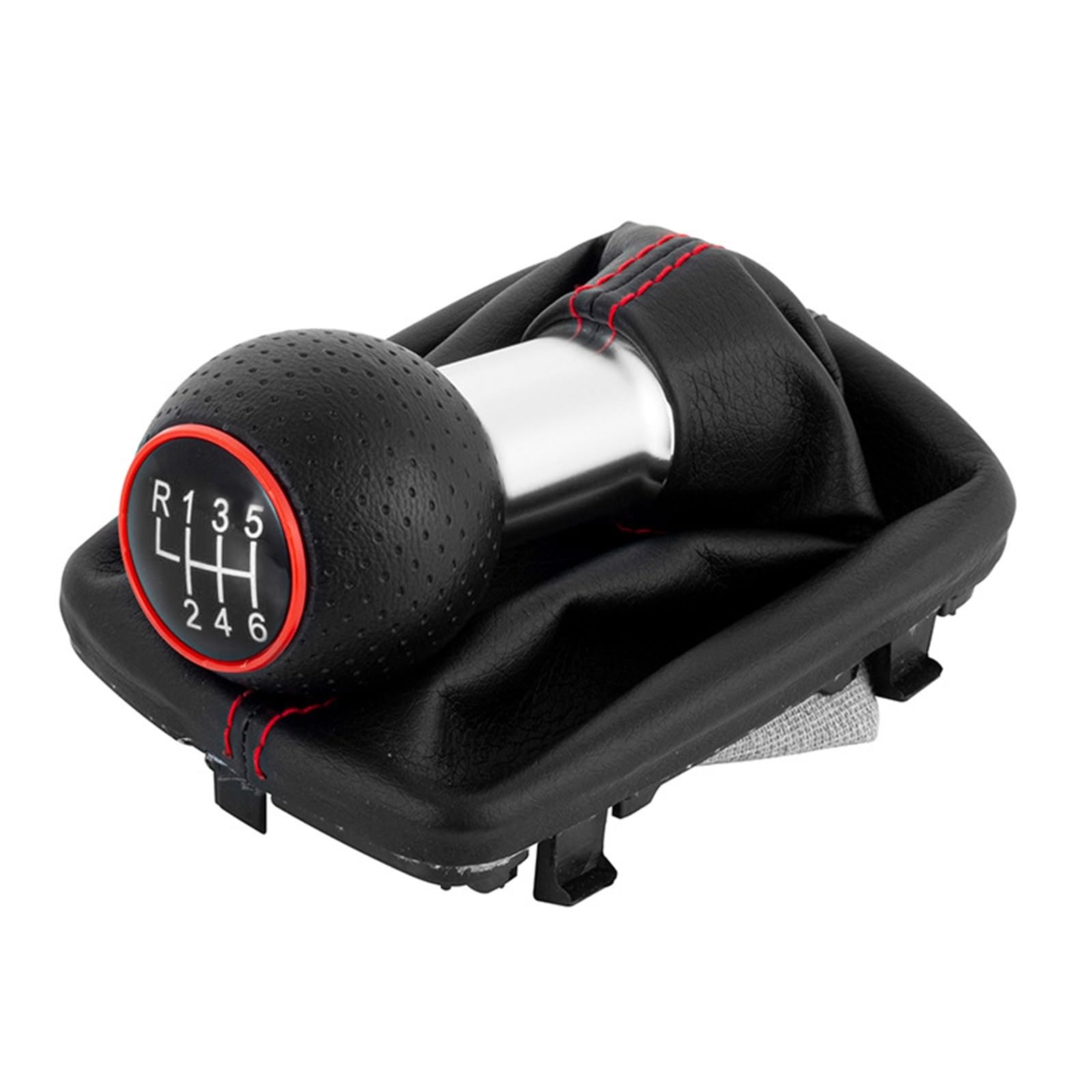 Lzbzhb One Color 5/6 Speed Manual Car Gear Shift Shifter Lever Knob Gaiter Boot Cover Case Collar For A3 For S3 2001 2002 2003 Gear Shift Knob(6 Speed Redline)