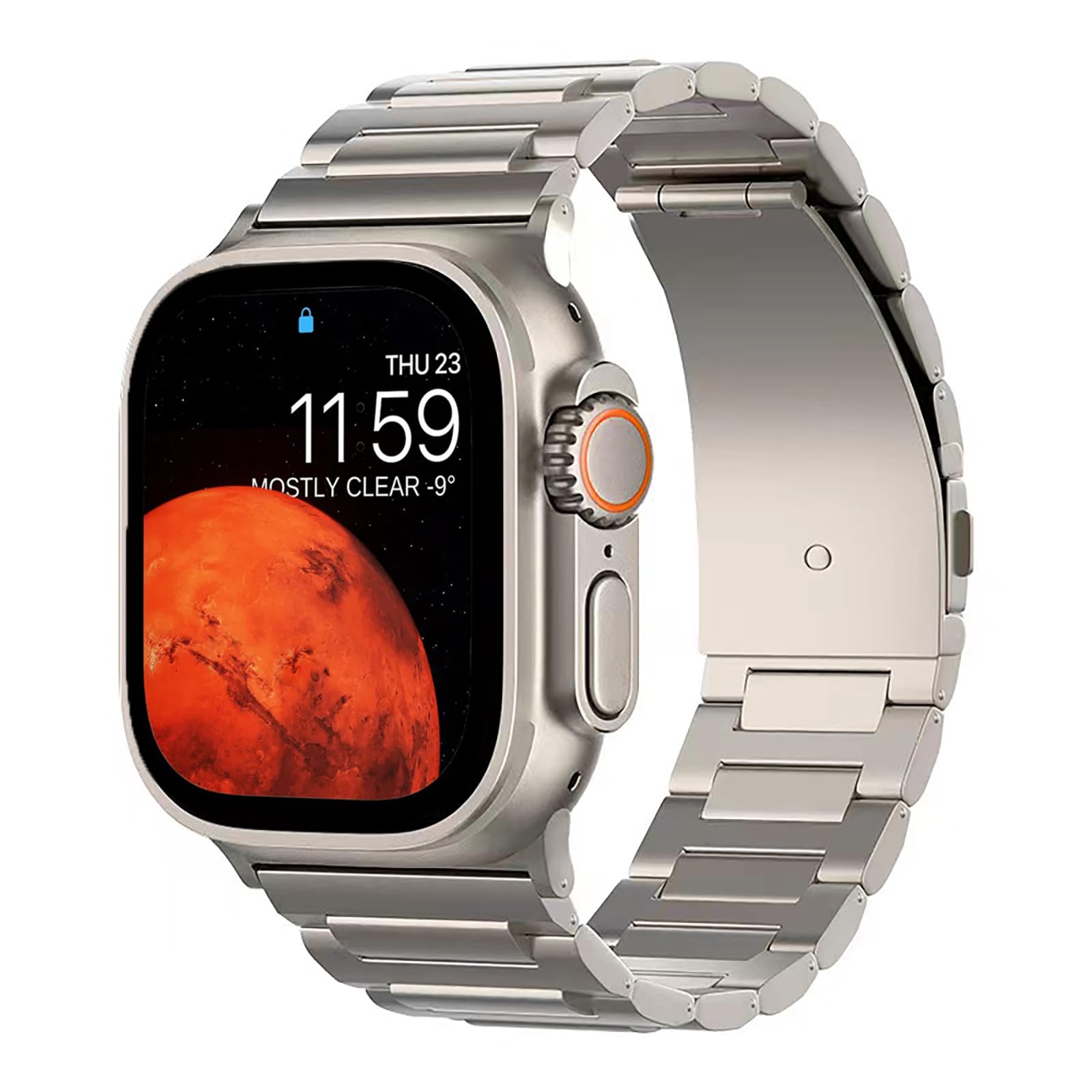 synsing Ultra 2 Titanium Band Compatible with Apple Watch Series 10 46mm Ultra 2 & Ultra 49mm Metal Band (26mm Width) - Adjustable Titanium iWatch Strap - Titanium Color Match iWatch Wristband,Sliver