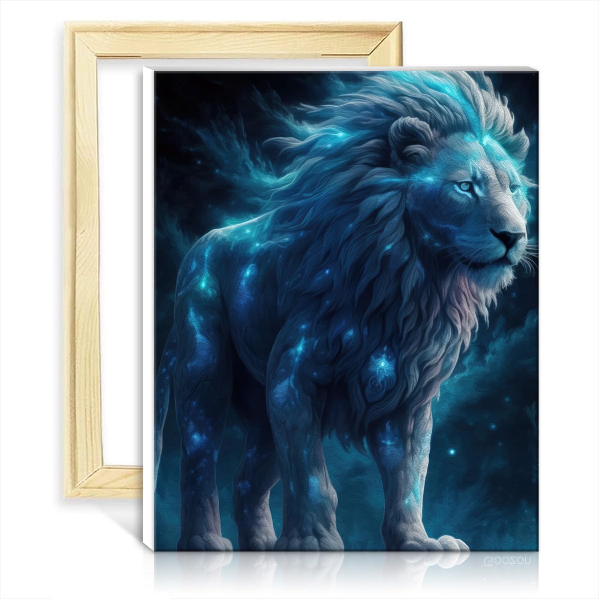 TANGFEIY Paint by Numbers Kits Blue Cosmic Lion Paint by Number Adult Paint by Number Kits with Brushes and Acrylic Pigment for Wall Decor No Frame(30x40cm)