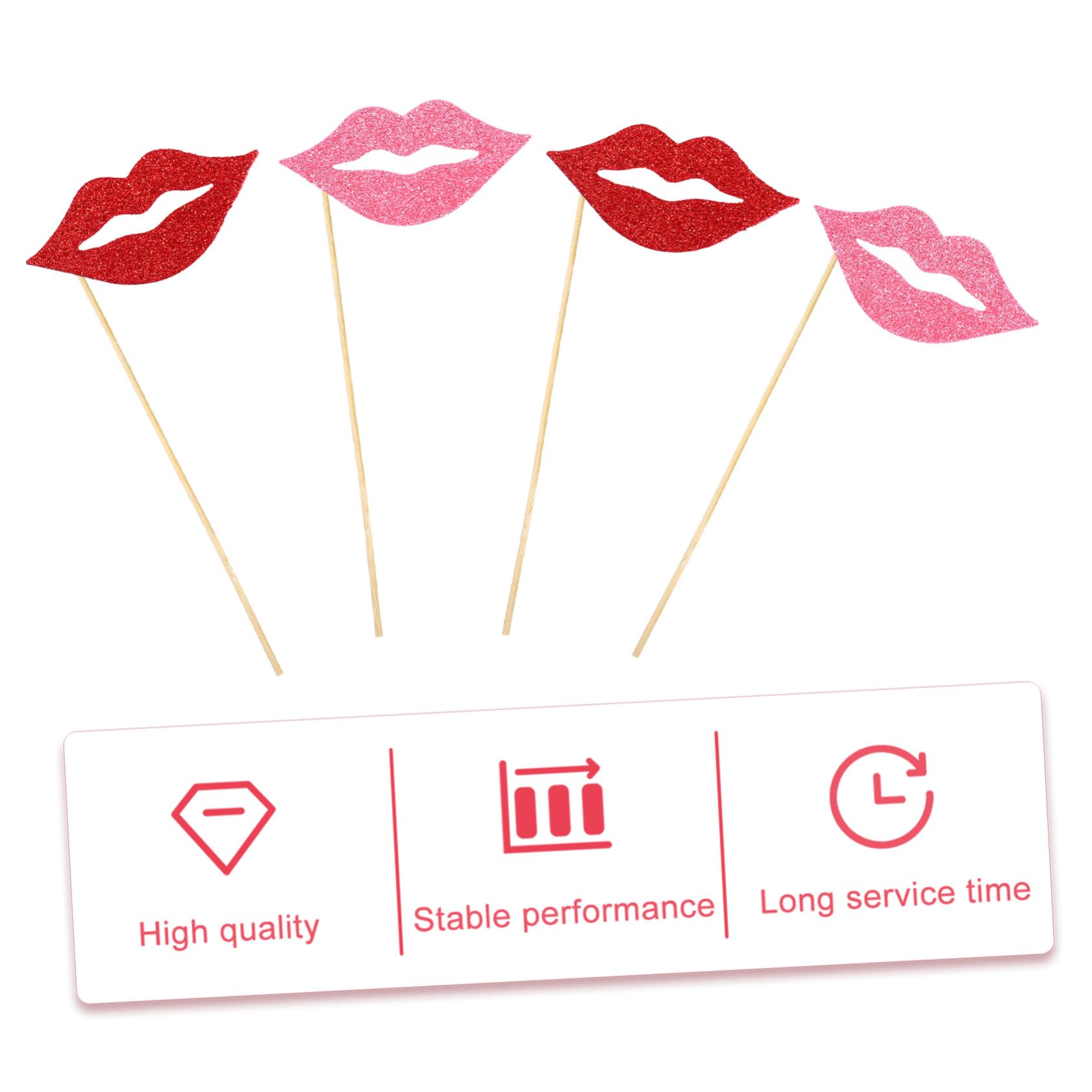 GALPADA 3 Sätze Teiliges Rote Und Pinke Lippen Fotorequisiten Mit Stiel Wiederverwendbare Party Photo Props Für Hochzeitsfeiern Geburtstage Fotokabinen Und Selfie Themen 40 Stück * 3