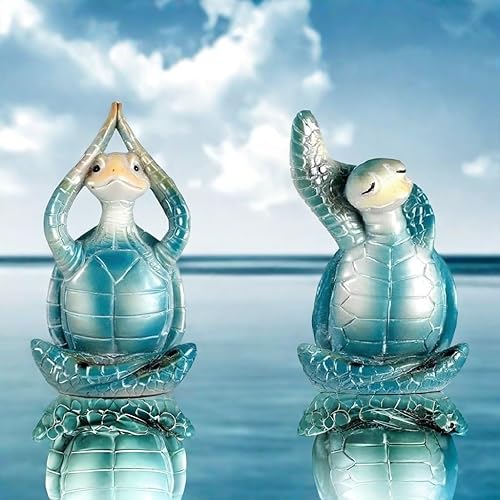 Miniatura 6 de Decoración de yoga de meditación de tortugas marinas, figuras de tortuga de resina, estatua de tortuga espiritual, estatuas de yoga para meditar,