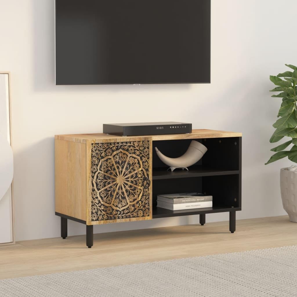 Mobile TV 80 x 31 x 46 cm, in legno massiccio di mango, mobile