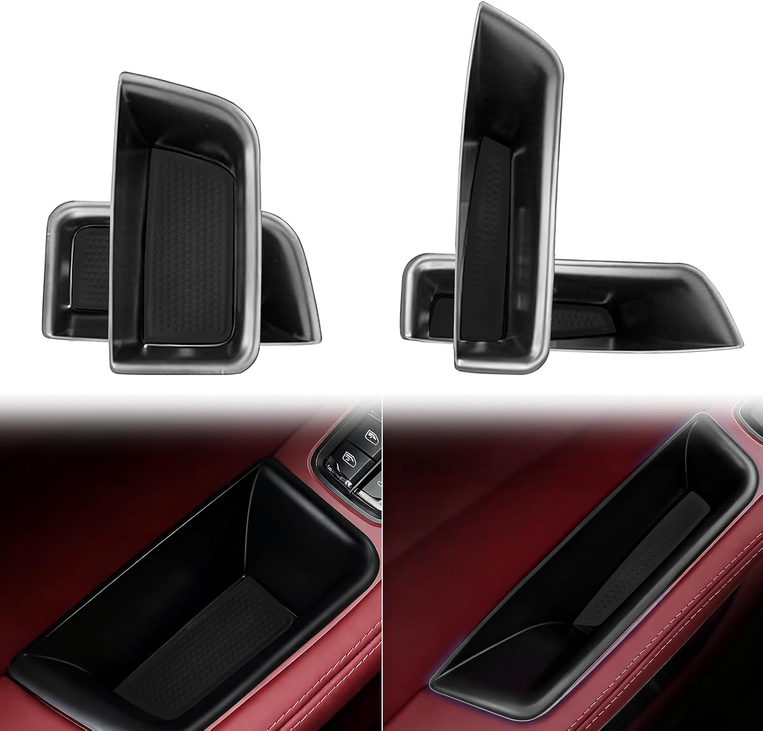 4PCS Door Storage Box for Porsche Macan 2015-2026 Interior Accessories，Front Rear Door Insert Tray Organizer